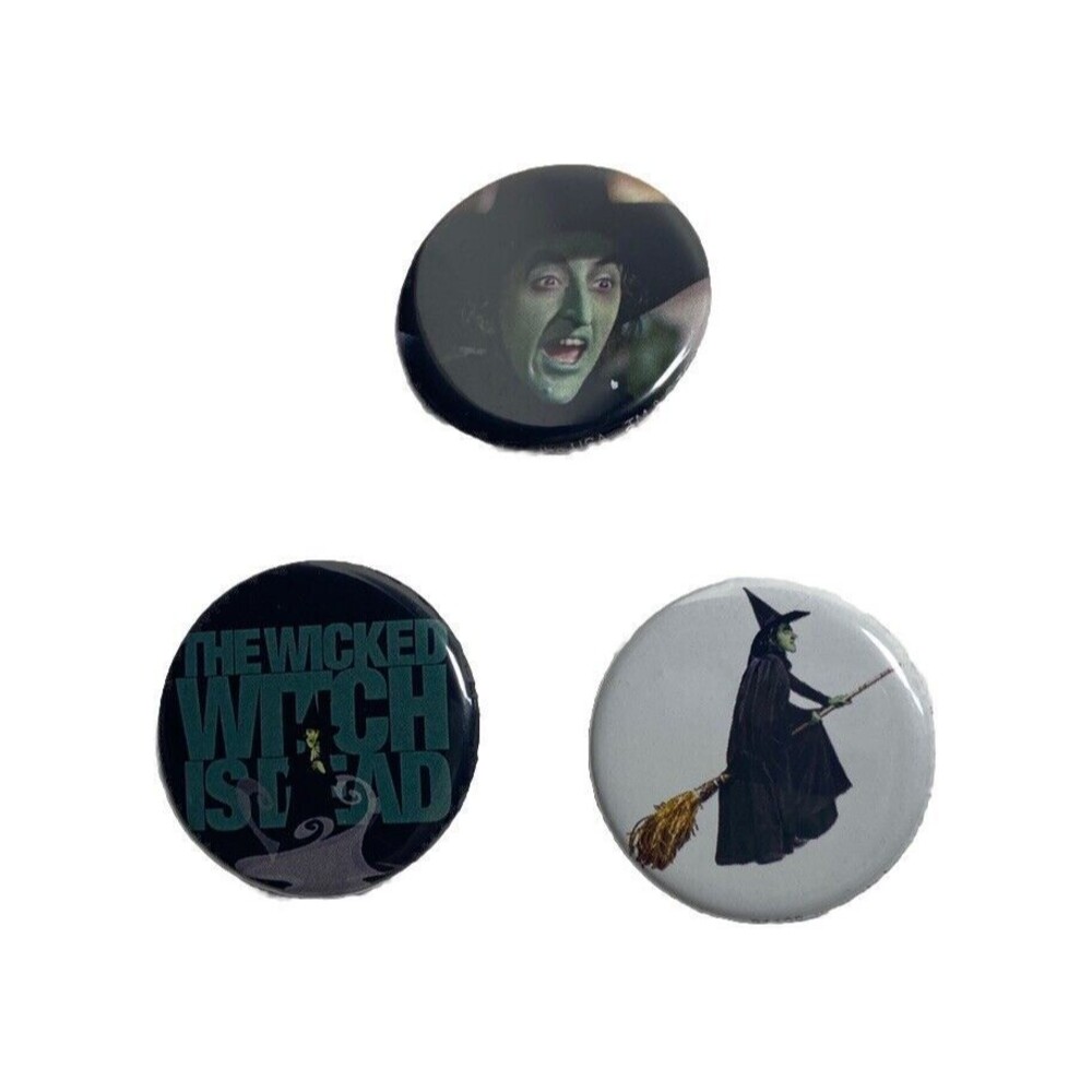 3 Wizard of Oz - One Inch Buttons 1" Pinback Pins Wicked Jewelry New